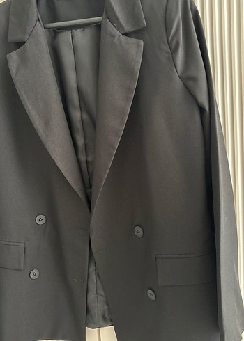 Siyah Saten Kadın Blazer Ceket - Görsel 3