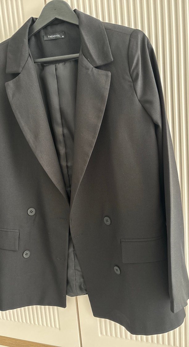 Siyah Saten Kadın Blazer Ceket - Görsel 3