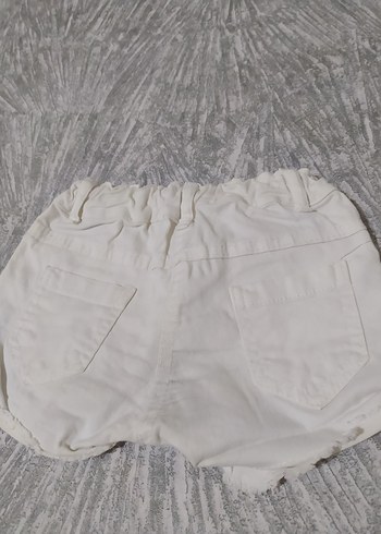 kız çocuk  Beyaz Mini Keten Şort - Görsel 3