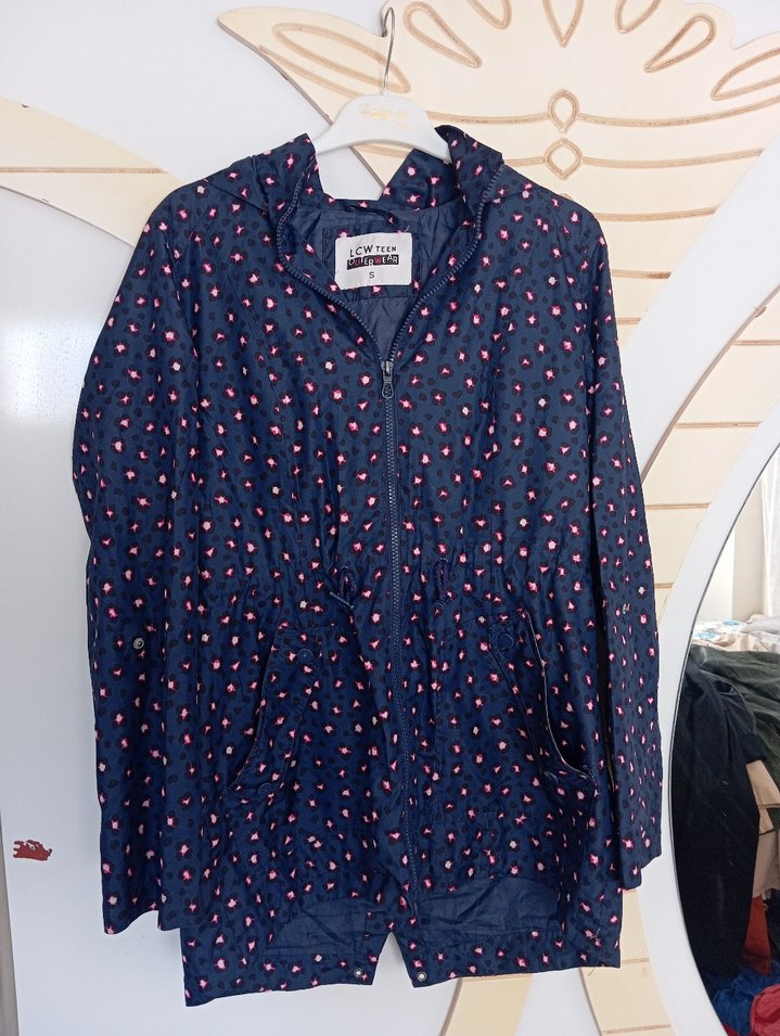 Lacivert Puantiyeli Kadın Mini Ceket - Görsel 2