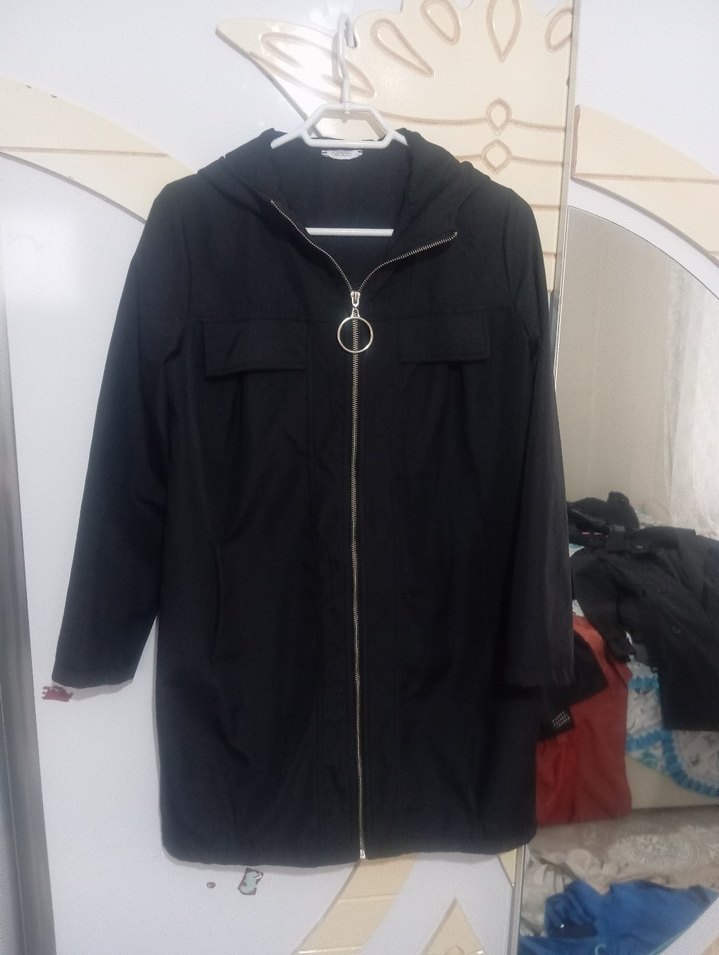 Siyah Fermuarlı Sokak Stili Kadın Ceket - Görsel 2