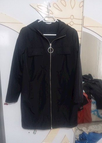 Siyah Fermuarlı Midi Kadın Ceket - Görsel 2