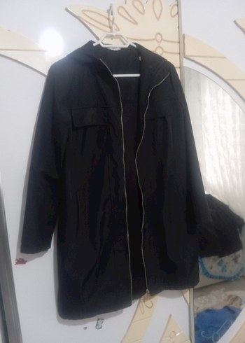 Siyah Fermuarlı Midi Kadın Ceket - Görsel 4