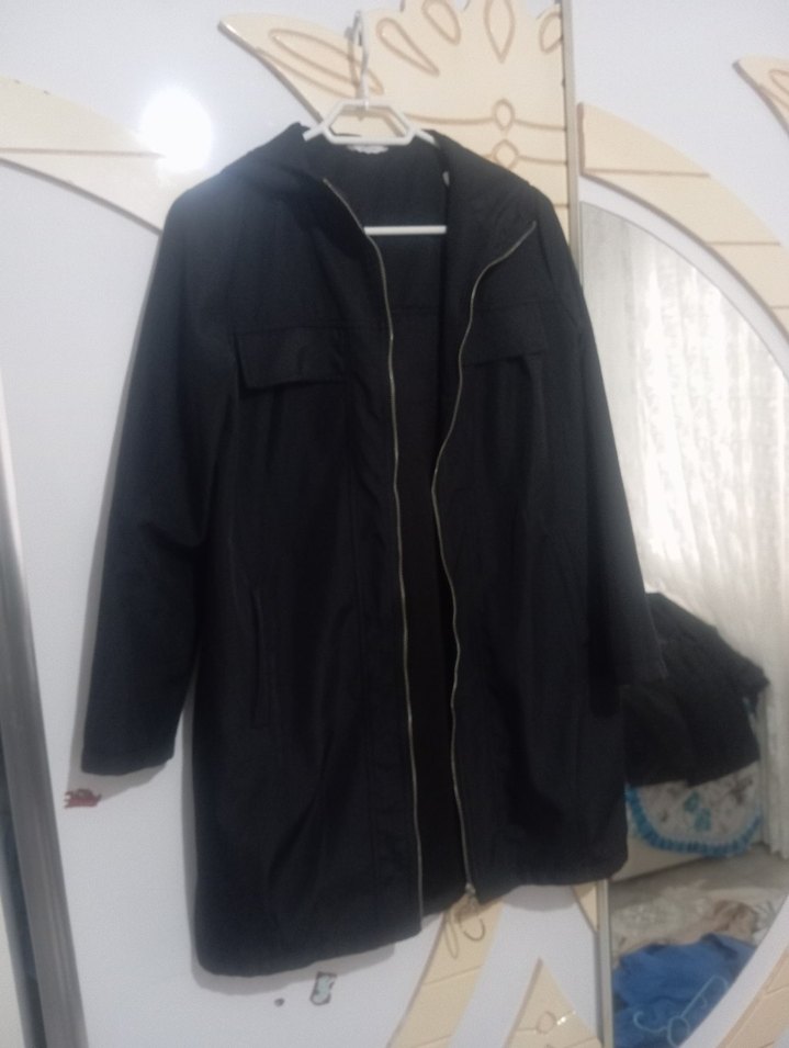 Siyah Fermuarlı Midi Kadın Ceket - Görsel 4