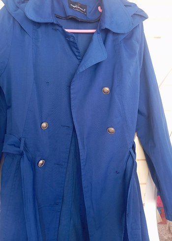 Mavi Kadın Uzun Düğmeli Trençkot - Görsel 4