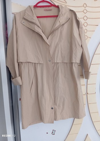Bej Midi Keten Kadın Trençkot - Görsel 2