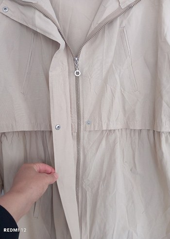 Bej Midi Keten Kadın Trençkot - Görsel 3