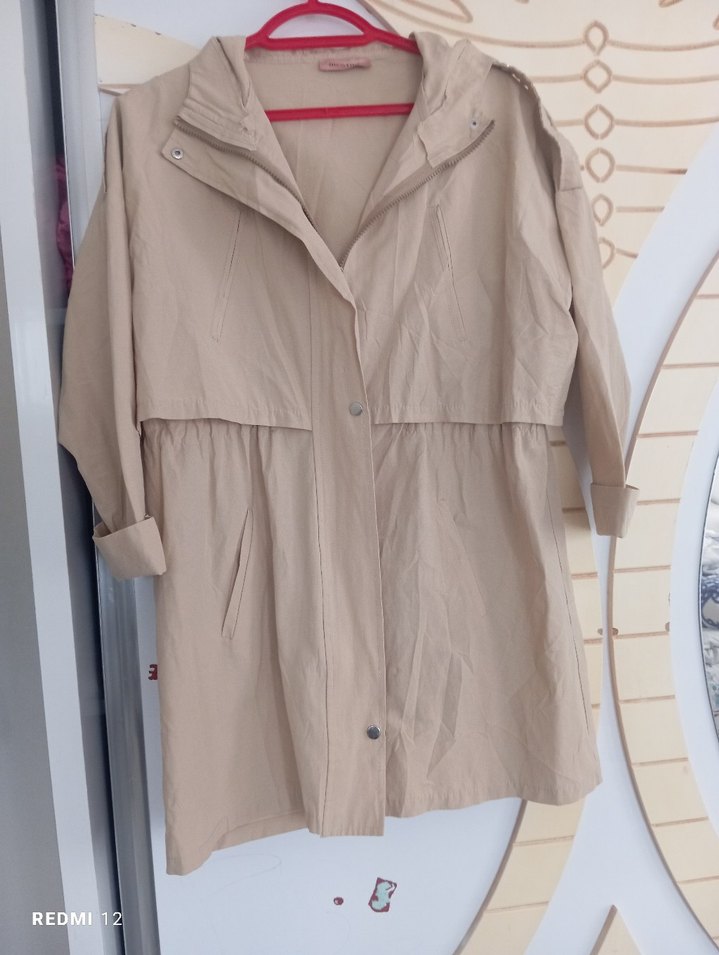 Bej Midi Keten Kadın Trençkot - Görsel 2