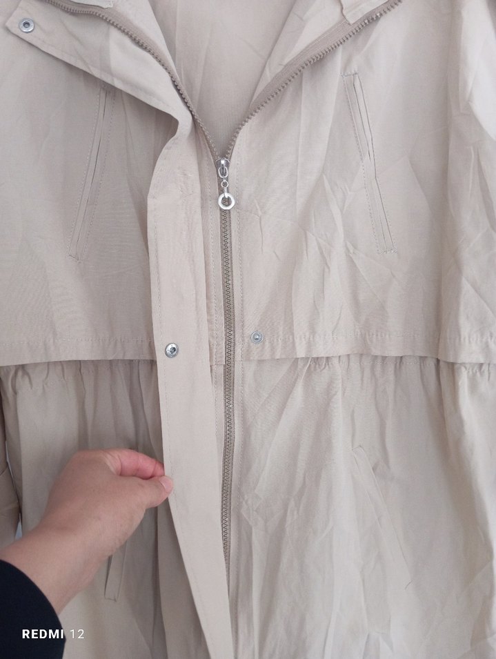 Bej Midi Keten Kadın Trençkot - Görsel 3