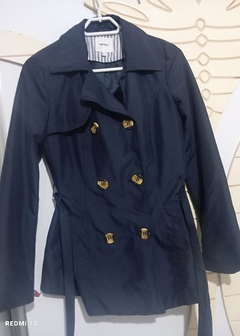 Düğmeli Midi Lacivert Kadın Trençkot - Görsel 4