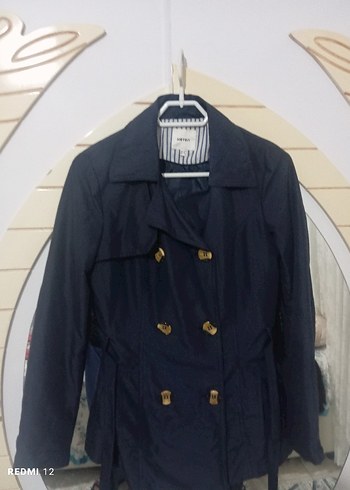 Düğmeli Midi Lacivert Kadın Trençkot - Görsel 7