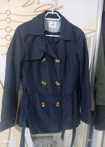 Düğmeli Midi Lacivert Kadın Trençkot - Görsel 5