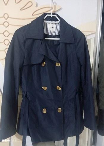 Düğmeli Midi Lacivert Kadın Trençkot - Görsel 6