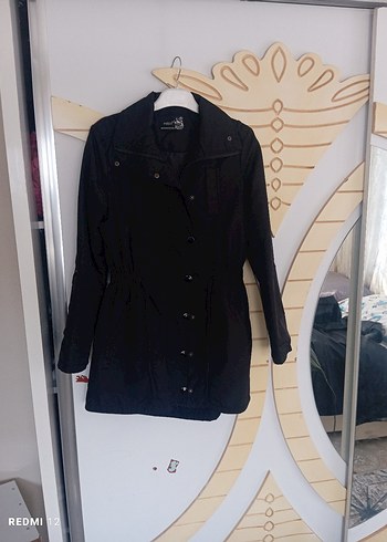 Düğmeli Siyah Midi Kadın mont - Görsel 6