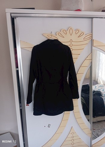 Düğmeli Siyah Midi Kadın mont - Görsel 5