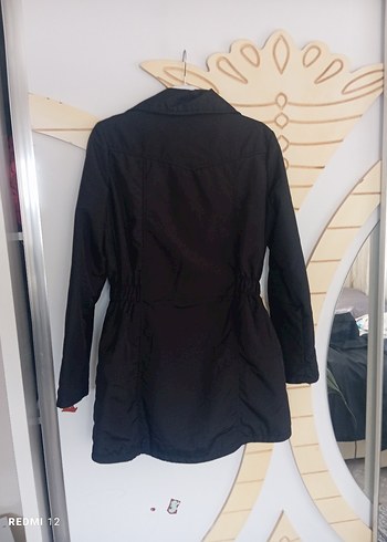 Düğmeli Siyah Midi Kadın mont - Görsel 4