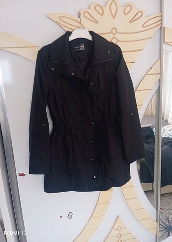 Düğmeli Siyah Midi Kadın mont - Görsel 2