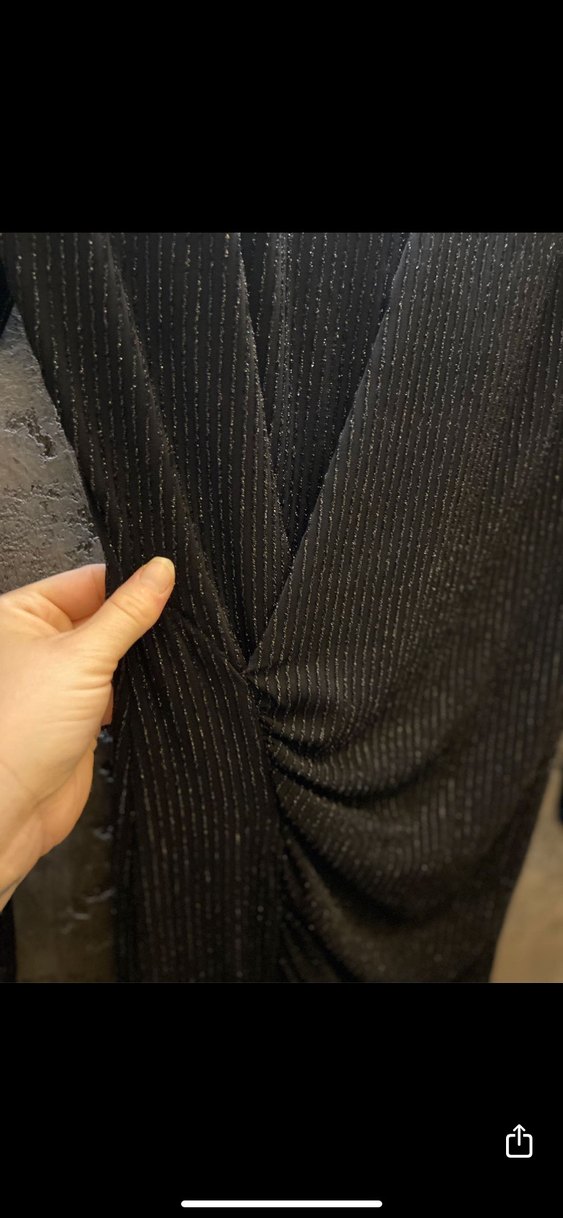 Uzun Kollu Drapeli Siyah Gotik Elbise - Görsel 3