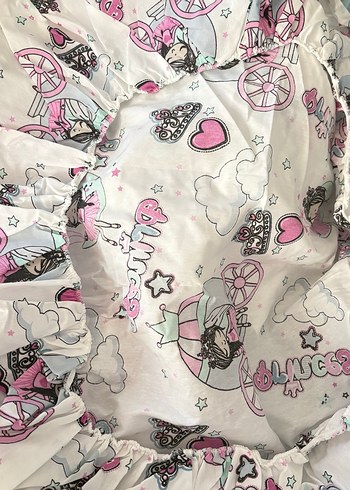 Pembe Baskılı Çocuk lastikli çarşaf 60x90 cm - Görsel 2