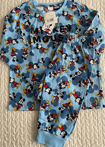 Mavi Mickey Mouse Baskılı Erkek Pijama Takımı