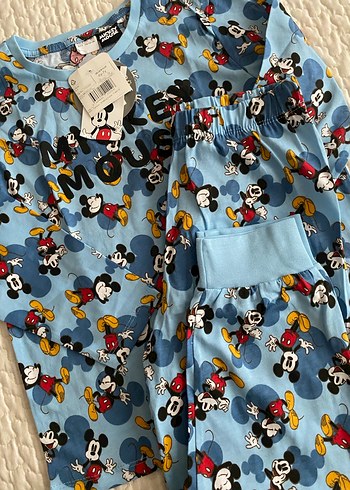 LC Waikiki Mavi Mickey Mouse Baskılı Erkek Pijama Takımı