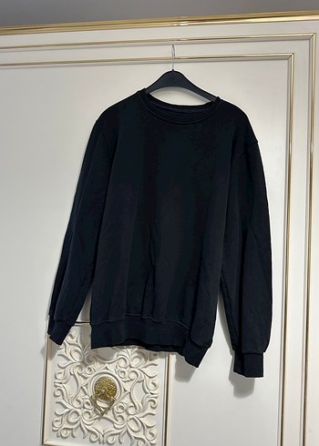 l Beden siyah Renk Siyah Oversize Kadın Sweatshirt