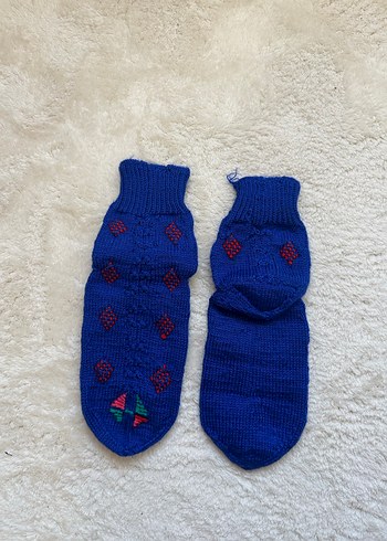 Nakışlı Mavi Kız Çorabı - Görsel 3