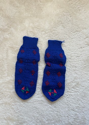 Nakışlı Mavi Kız Çorabı - Görsel 2