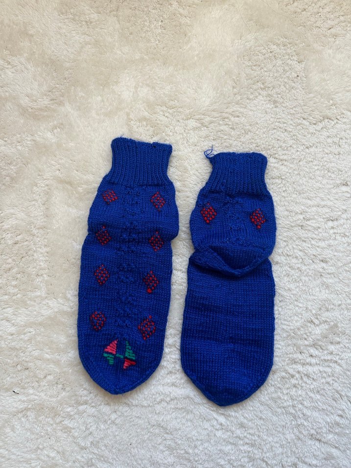 Nakışlı Mavi Kız Çorabı - Görsel 3