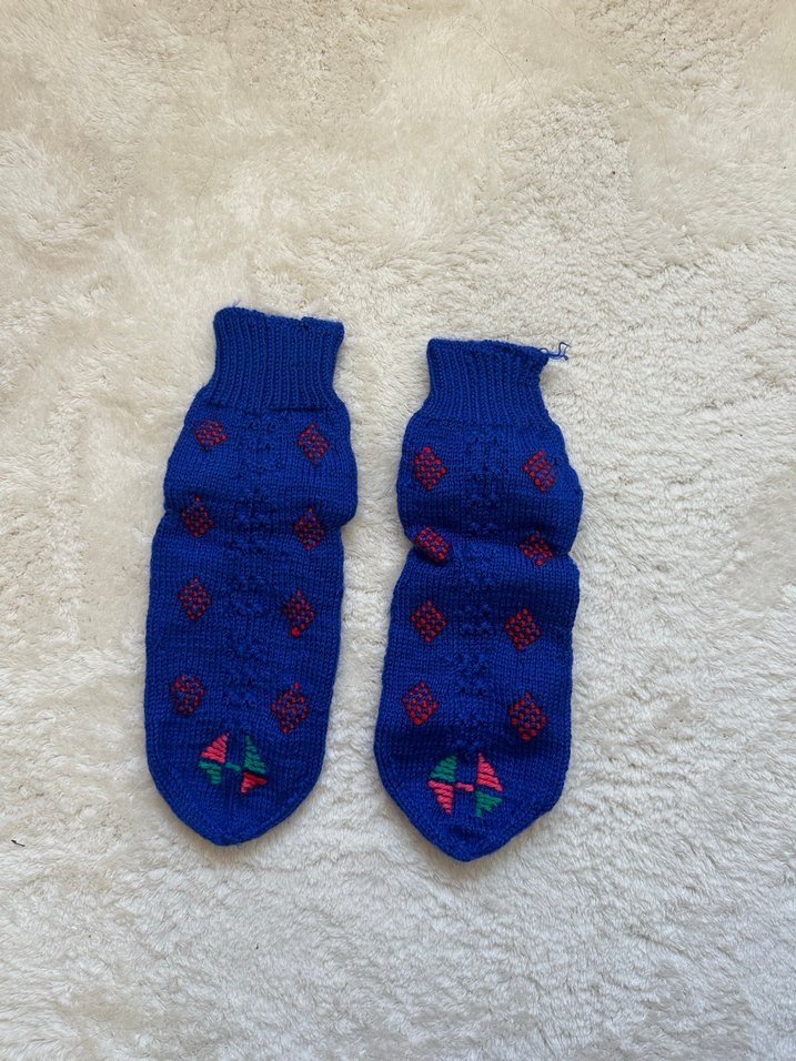 Nakışlı Mavi Kız Çorabı - Görsel 2