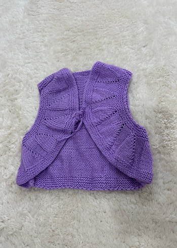 Kız Çocuk Mor Bohem Örgü Yelek - Görsel 2
