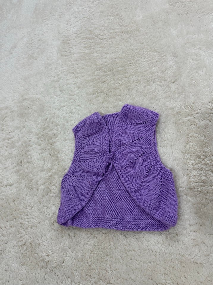 Kız Çocuk Mor Bohem Örgü Yelek - Görsel 4