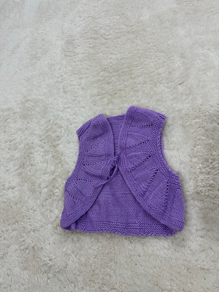 Kız Çocuk Mor Bohem Örgü Yelek - Görsel 3