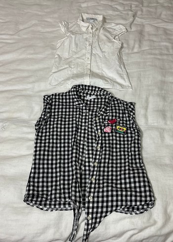 Kızlar için Siyah Kareli Kolsuz Gömlek - Görsel 3