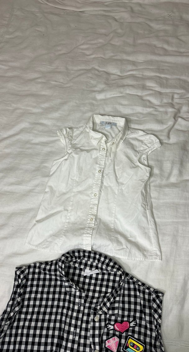 Kızlar için Siyah Kareli Kolsuz Gömlek - Görsel 5