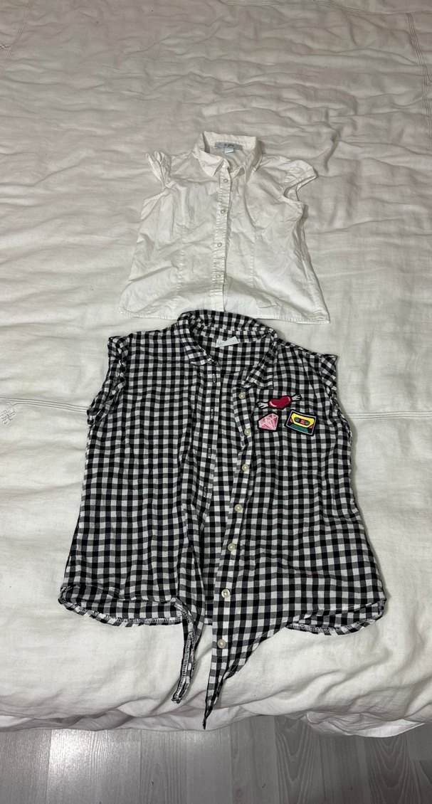 Kızlar için Siyah Kareli Kolsuz Gömlek - Görsel 3