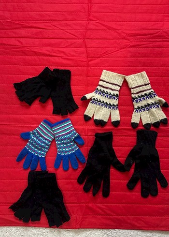 Renkli Kadın Örme Eldiven Seti - Görsel 3