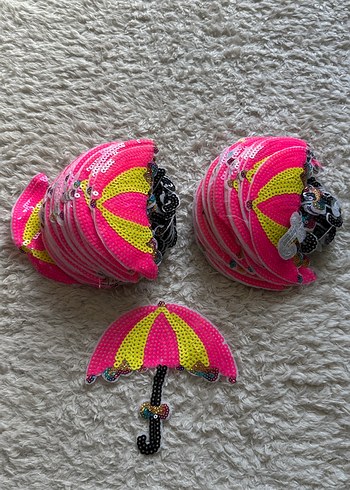 Renkli Boncuklu Kadın Şemsiye Broşu - Görsel 4