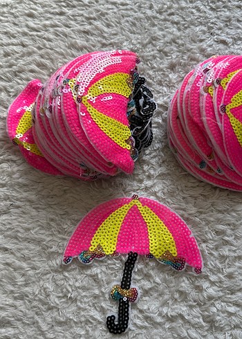 Renkli Boncuklu Kadın Şemsiye Broşu - Görsel 2