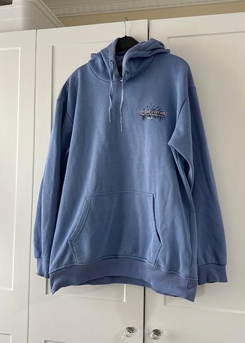 Mavi Kapüşonlu Kadın Sweatshirt - Görsel 2