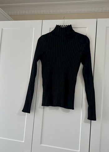 Kadın Siyah Fitilli Yarım Balıkçı Kazak - Görsel 3