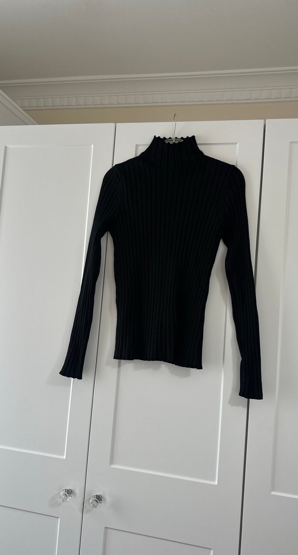 Kadın Siyah Fitilli Yarım Balıkçı Kazak - Görsel 3