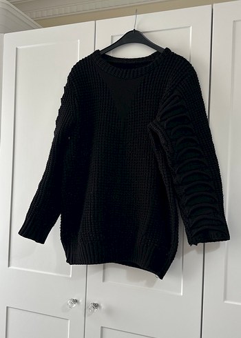 Siyah Örgü Kadın Kazak - Görsel 3