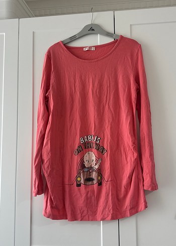 Pembe Baskılı Hamile Uzun Kollu Bluz - Görsel 3