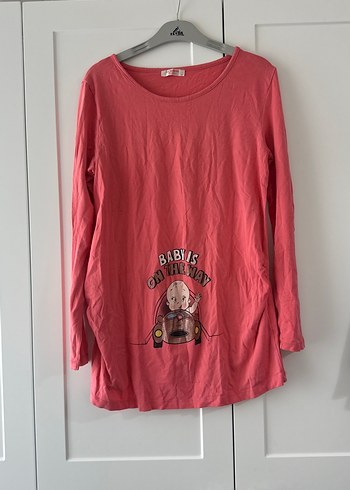 Pembe Baskılı Hamile Uzun Kollu Bluz - Görsel 2