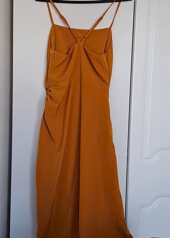 Askılı, Drapeli, Midi Kadın Abiye Elbise - Görsel 4