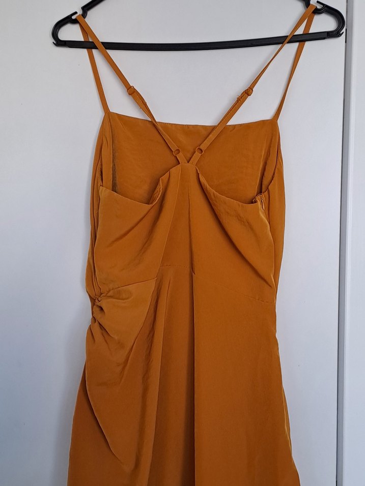 Askılı, Drapeli, Midi Kadın Abiye Elbise - Görsel 3