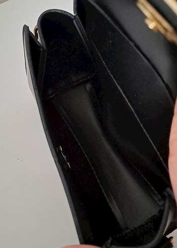 Siyah Deri Tokalı  askılı veya el Çantası kücük - Görsel 6