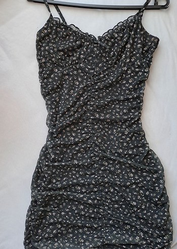 Siyah Mini cicekli  Elbise - Görsel 3