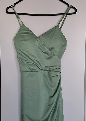 yeşil abiye elbise saten - Görsel 4